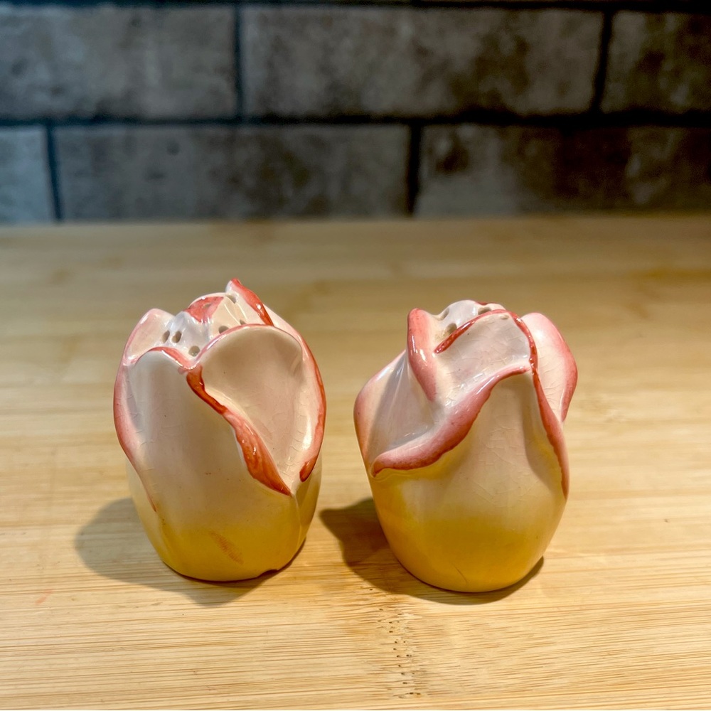 Vintage Royal Wilton Grimwades Rosebud Pink Yellow Salt Pepper Shakers England